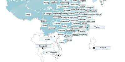 Карта авиакомпании Шэньчжэнь маршрут
